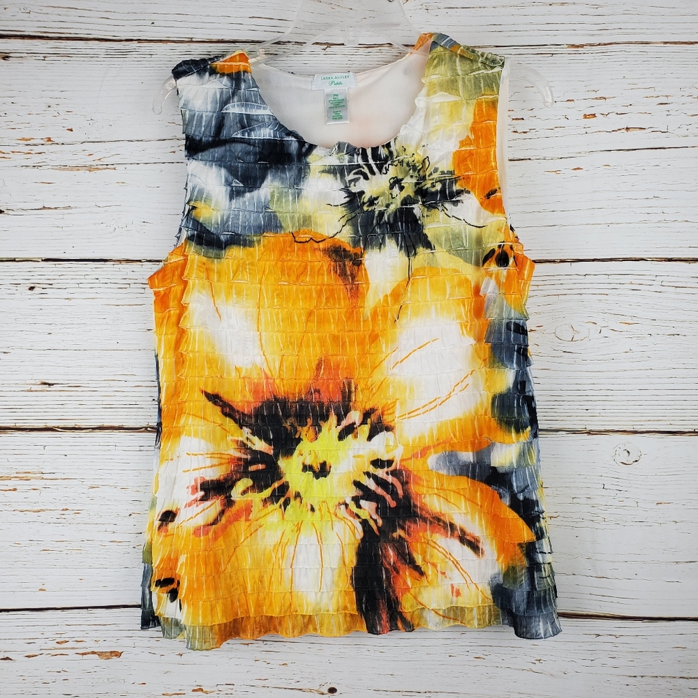 Laura Ashley Ruffled Sleeveless Top - Picture 1 of 5